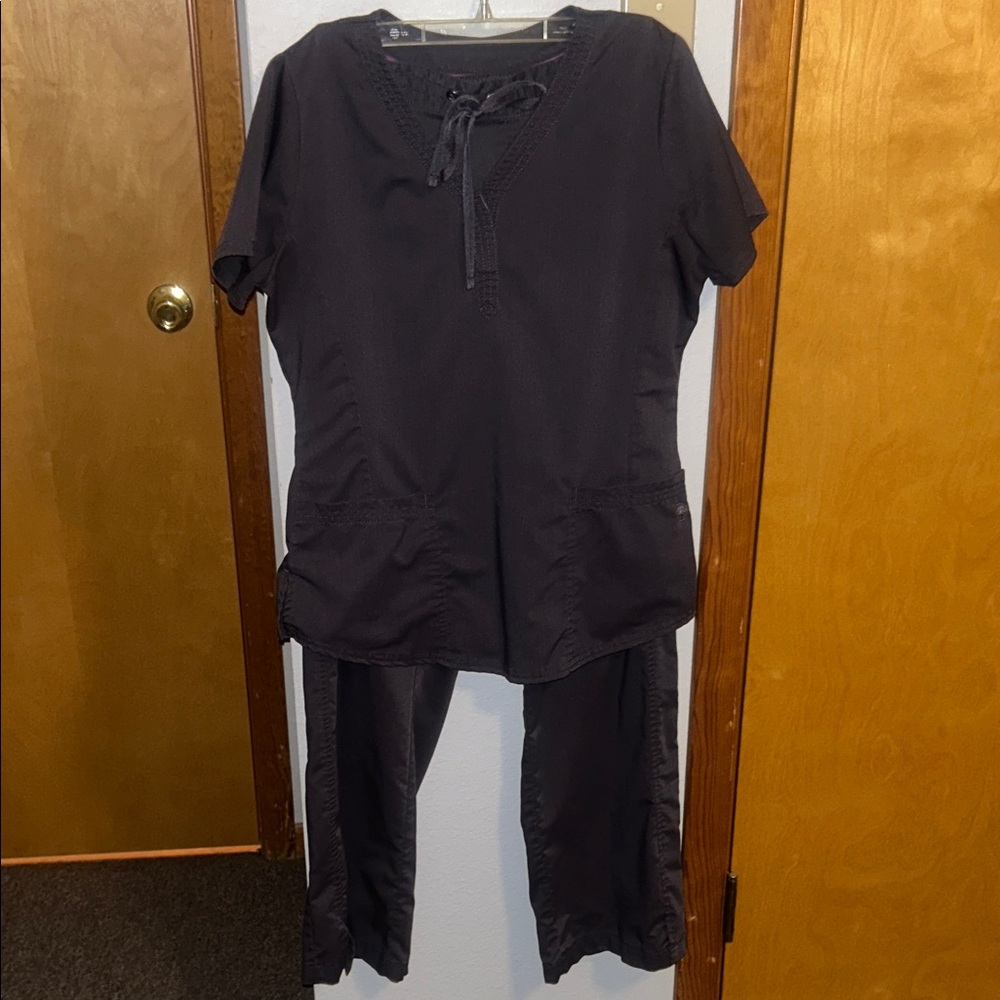 Purple Label by Healing Hands Gray Scrub Set
